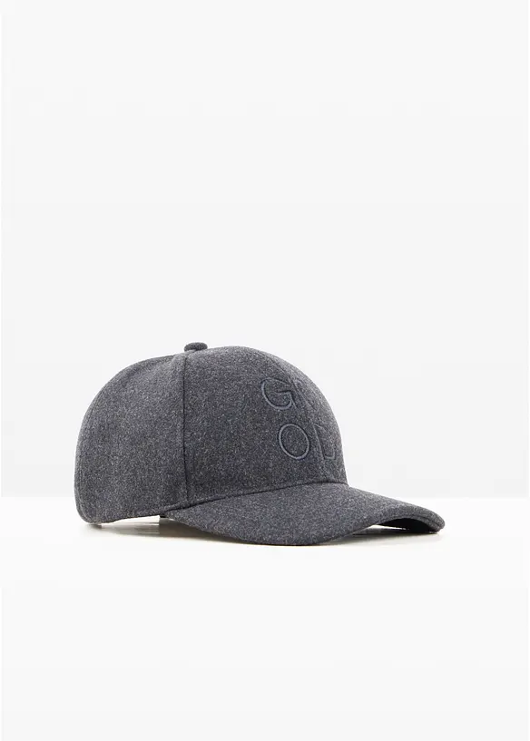 Cap in Wolloptik in grau von vorne - bonprix
