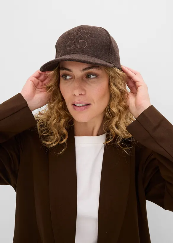 Cap in Wolloptik in braun von vorne (im Anschnitt) - bonprix