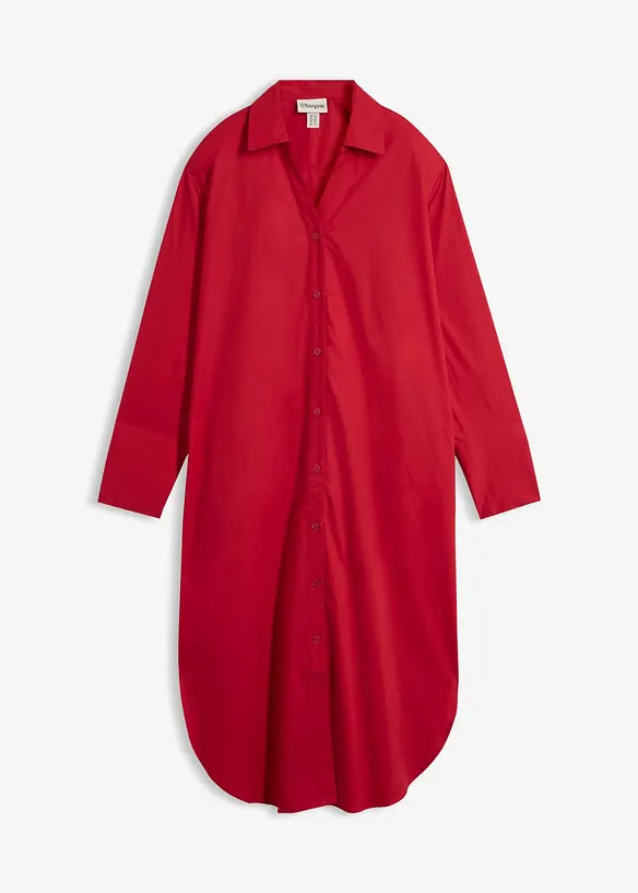 Hemdblusenkleid aus Baumwolle in rot von vorne - bonprix Hemdblusenkleid aus Baumwolle in rot von vorne - bonprix