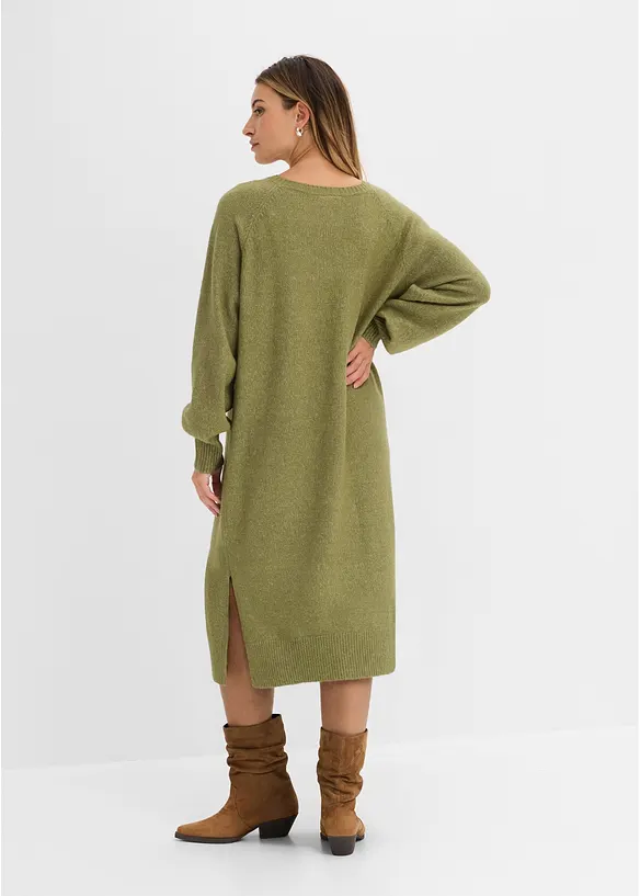 Oversized Strickkleid in Midilänge in grün von hinten (Totalaufnahme) - bonprix