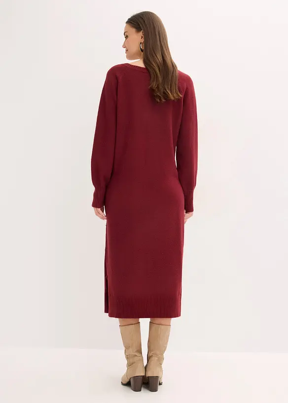 Oversized Strickkleid in Midilänge in rot von hinten (Totalaufnahme) - bonprix