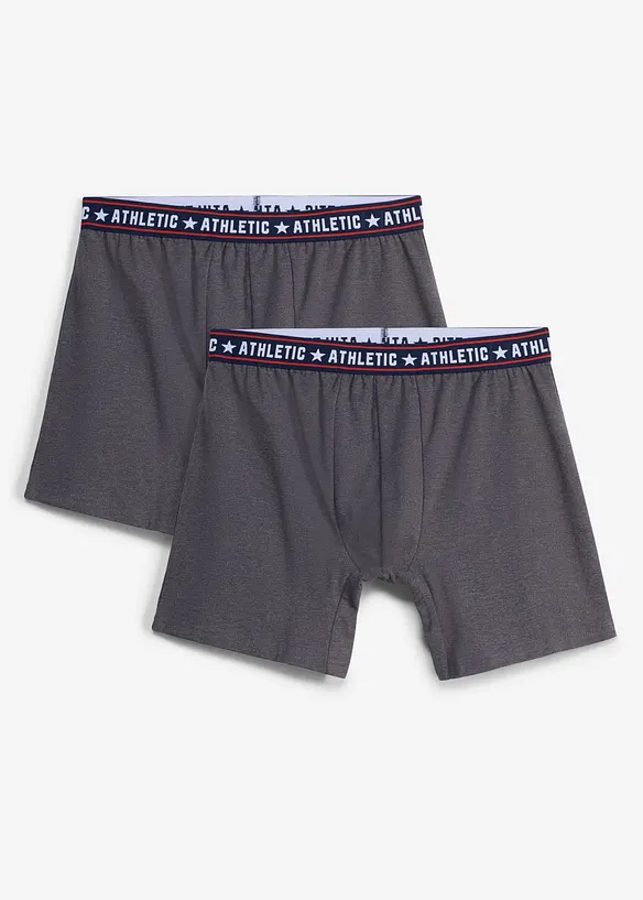 Midi Boxershorts eng mit Baumwolle (2er Pack) in grau - bonprix
