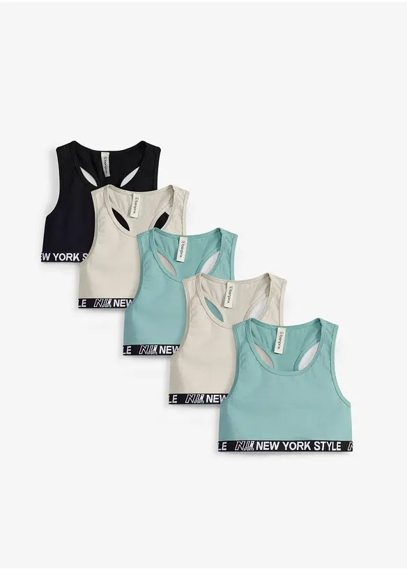 Bustier mit weicher Bio-Baumwolle (5er Pack) in weiß von vorne - bonprix