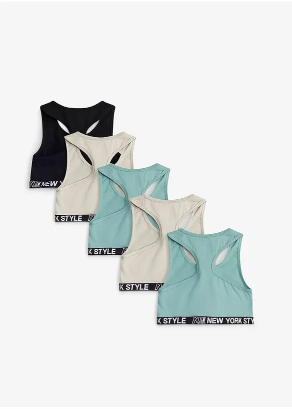 Bustier mit weicher Bio-Baumwolle (5er Pack) in weiß von hinten - bonprix