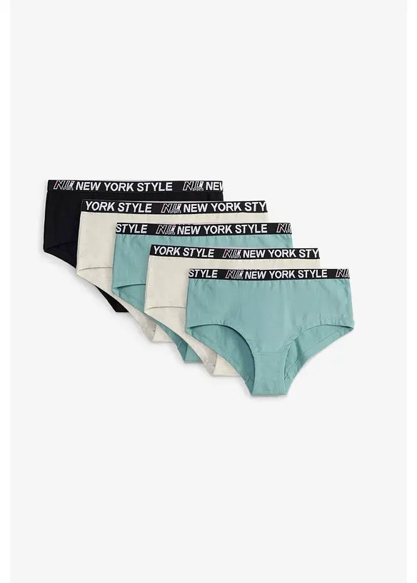 Panty (5er Pack) in schwarz von vorne - bonprix