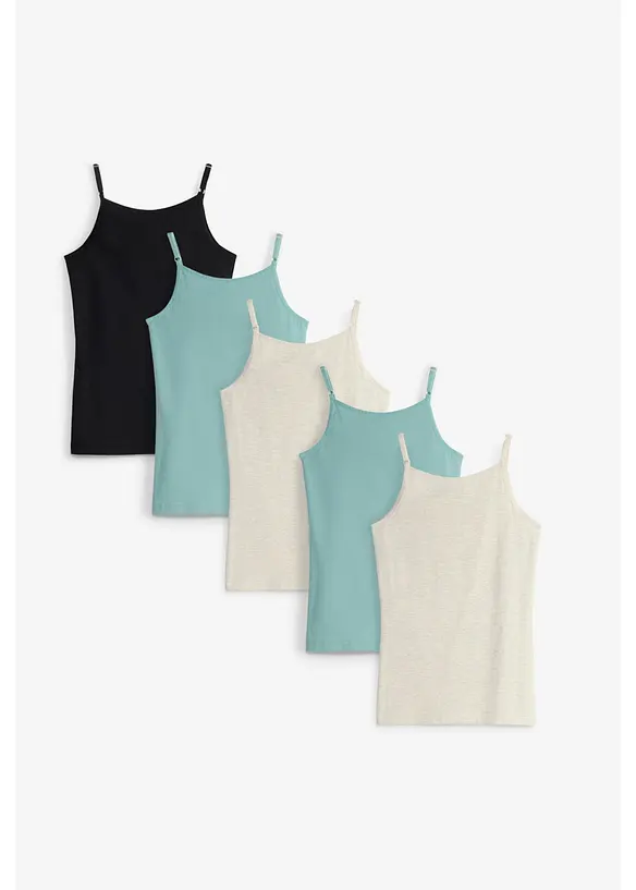 Unterhemd mit weicher Bio-Baumwolle (5er Pack) in schwarz von hinten - bonprix