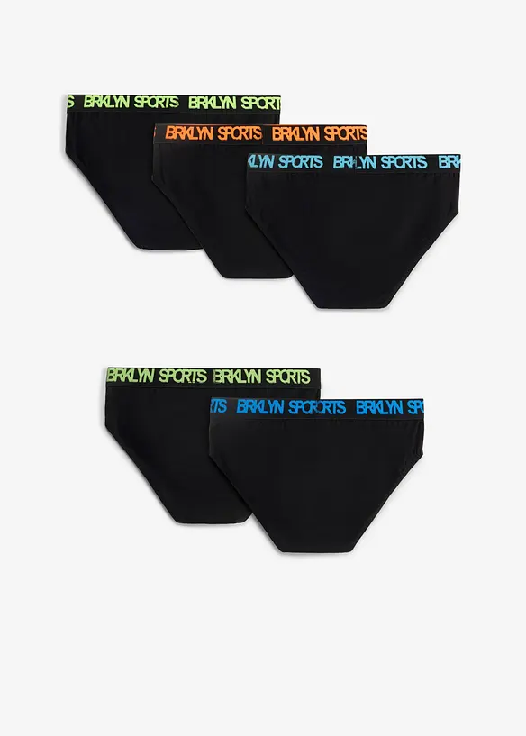 Slip mit weicher Bio-Baumwolle (5er Pack) in schwarz von hinten - bonprix