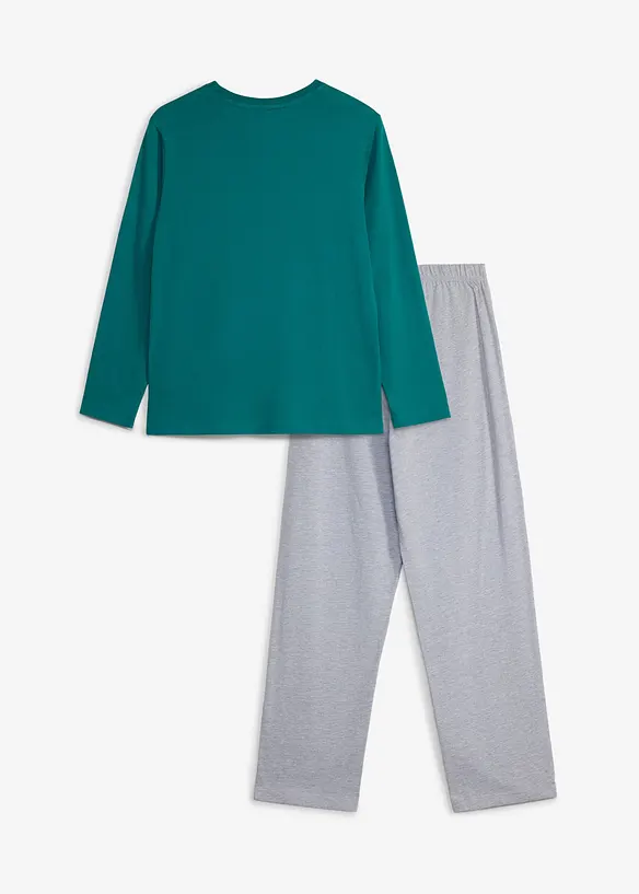 Pyjama mit Baumwolle in grau von hinten - bonprix