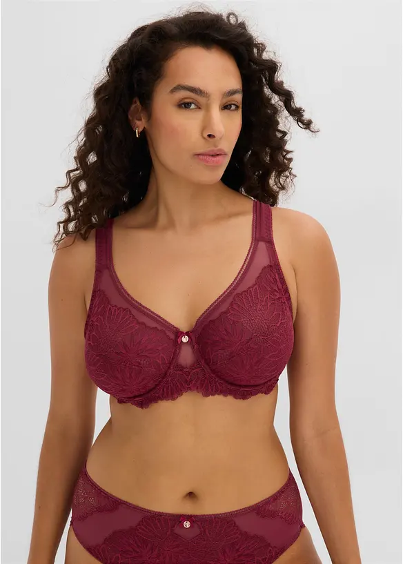 Minimizer-BH mit gepolsterten Trägern in lila von vorne (im Anschnitt) - bonprix