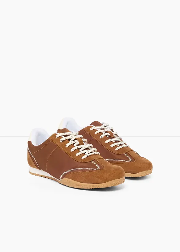 Sneaker im Retrolook in braun - bonprix