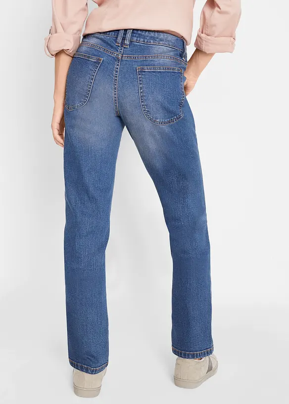 Straight-Jeans Mid Waist, Stretch in blau von hinten - bonprix