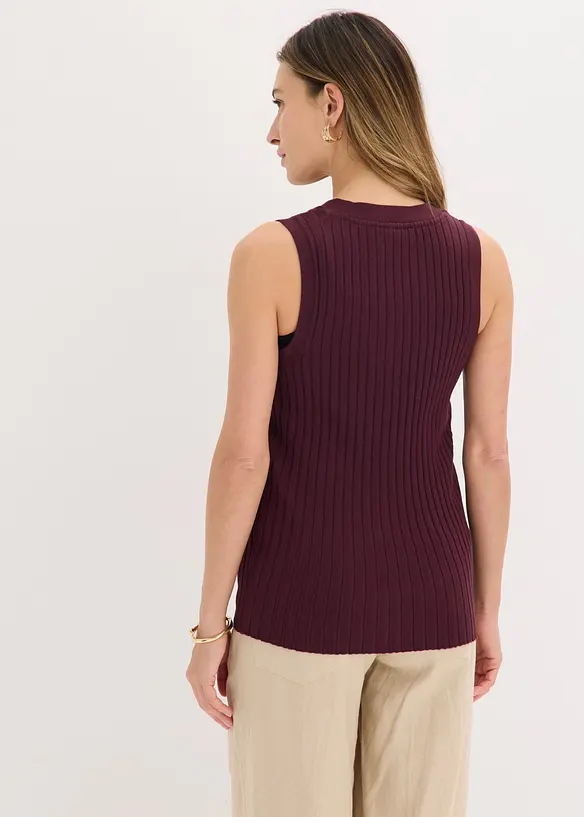 Gerippte Strickweste in rot von hinten (im Anschnitt) - bonprix
