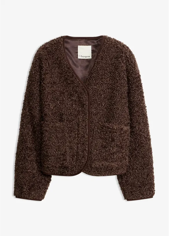 Teddy-Jacke in braun von vorne - bonprix