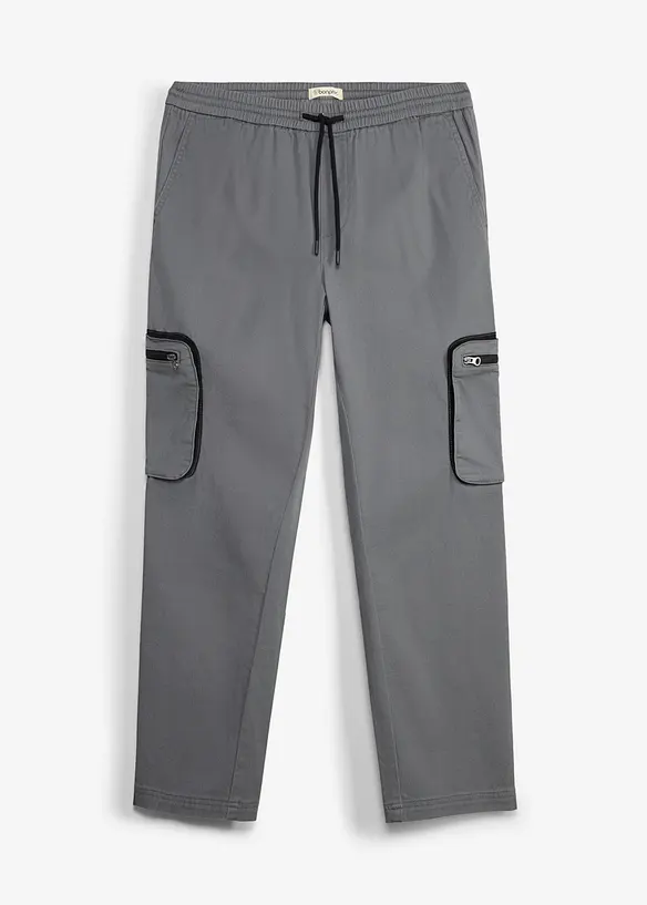 Regular Fit Cargohose mit praktischen Taschen, Straight in grau von vorne - bonprix