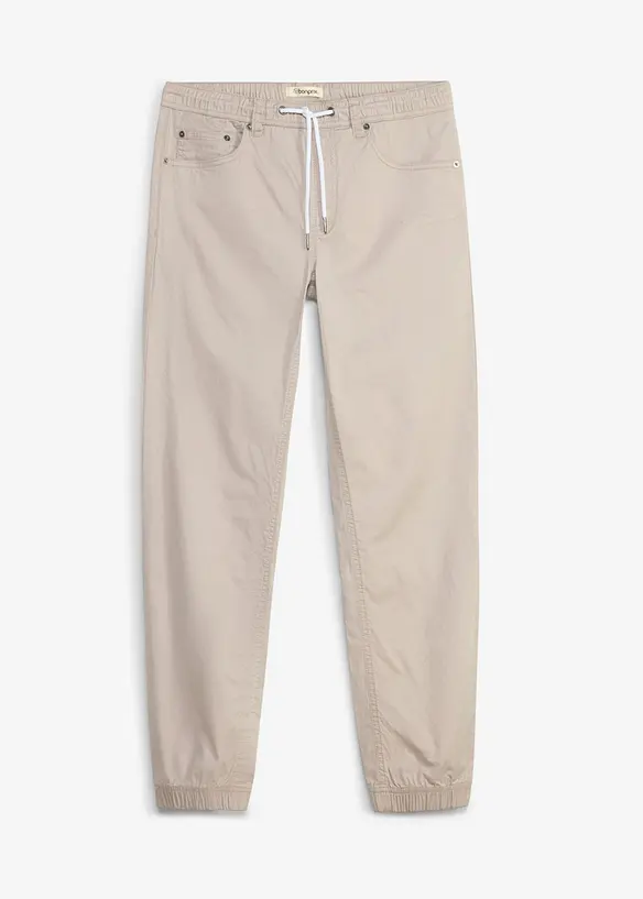Regular-Fit Stretch-Schlupfhose, Tapered in grau von vorne - bonprix