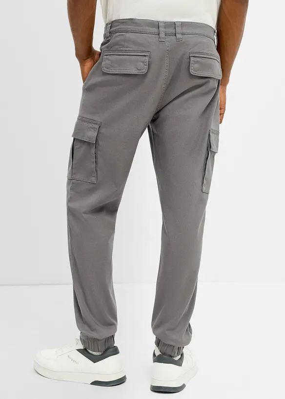 Regular Fit Stretch-Cargohose, Tapered in grau von hinten - bonprix