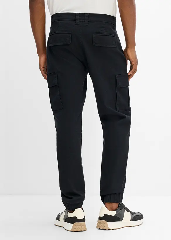 Regular Fit Stretch-Cargohose, Tapered in schwarz von hinten - bonprix