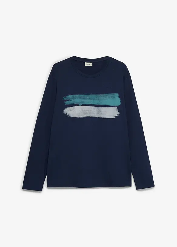 Langarmshirt aus reiner Bio-Baumwolle in blau von vorne - bonprix Langarmshirt aus reiner Bio-Baumwolle in blau von vorne - bonprix