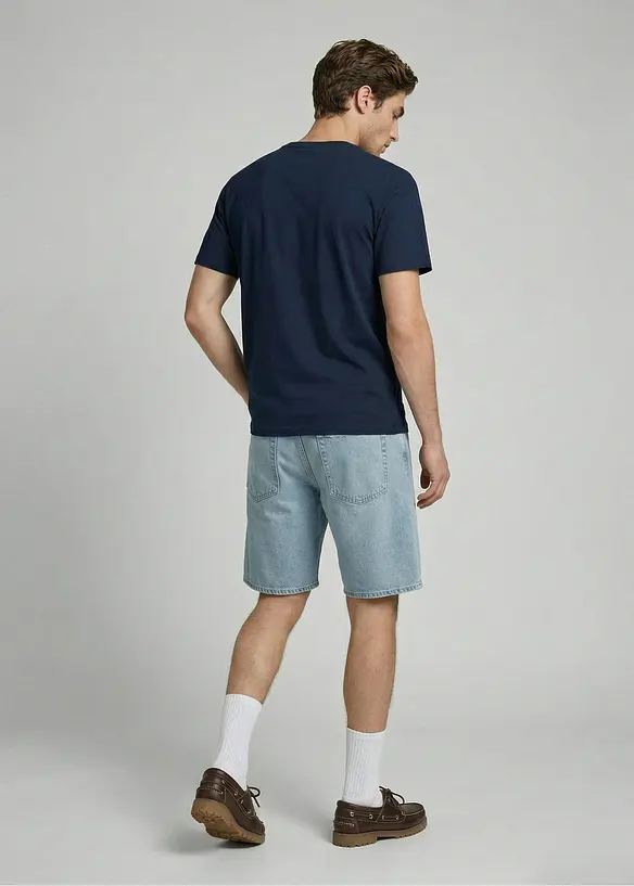 JJ REBEL T-Shirt aus reiner Baumwolle in blau von hinten (im Anschnitt) - JJ REBEL
