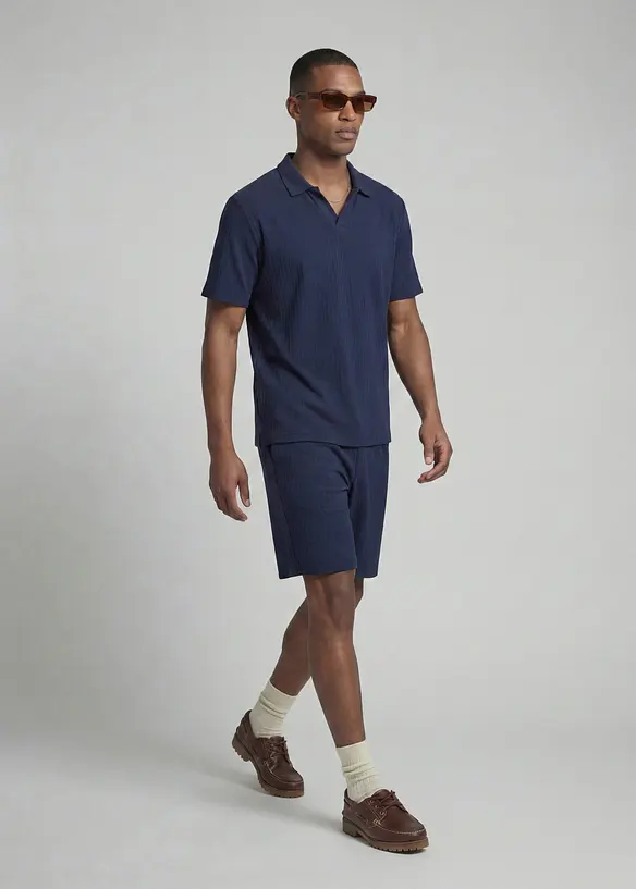 JJ REBEL Shirt und kurze Hose (2-tlg.Set) in blau von vorne (Totalaufnahme) - JJ REBEL