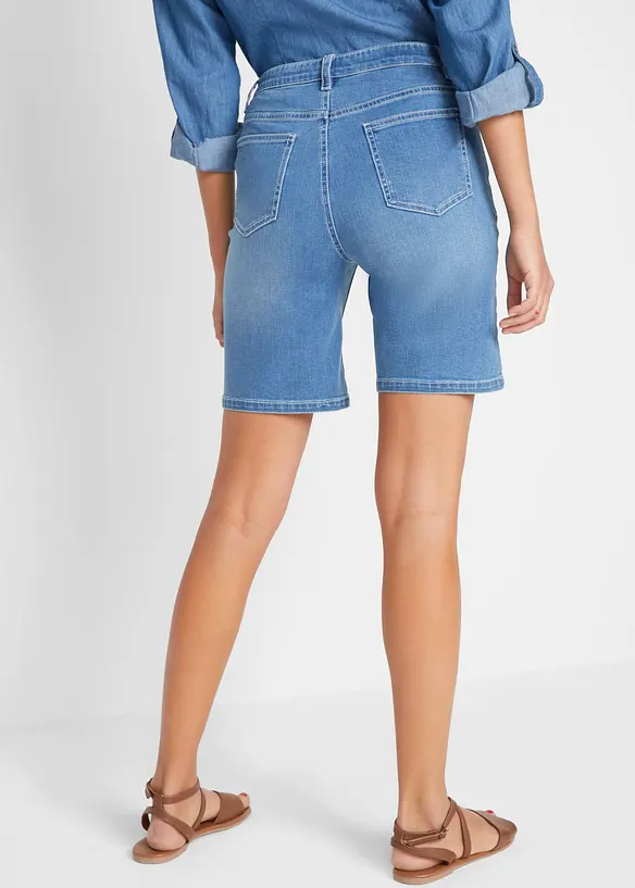 Jeans-Bermuda Slim Fit Mid Waist in blau von hinten - bonprix