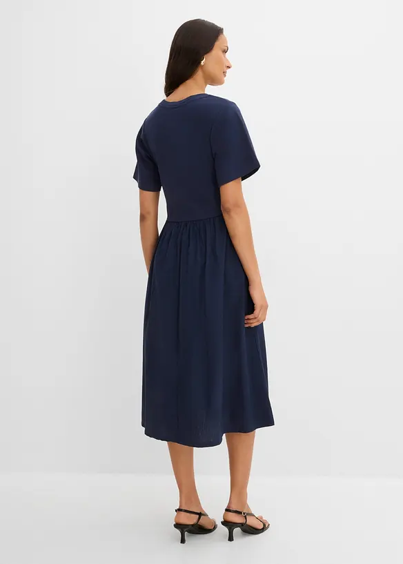 Midikleid aus Materialmix in blau von hinten (Totalaufnahme) - bonprix Midikleid aus Materialmix in blau von hinten (Totalaufnahme) - bonprix