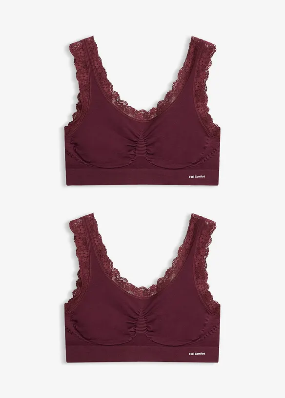 Feel Comfort Seamless Bustier (2er Pack) in lila von vorne - bonprix