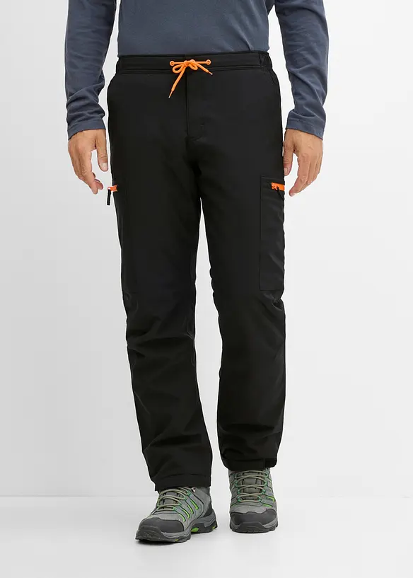 wasserdichte Cargo-Funktionshose mit warmen Futter, Relaxed Fit in schwarz von vorne - bonprix