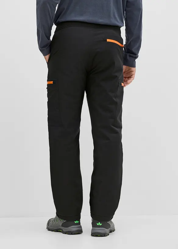 wasserdichte Cargo-Funktionshose mit warmen Futter, Relaxed Fit in schwarz von hinten - bonprix
