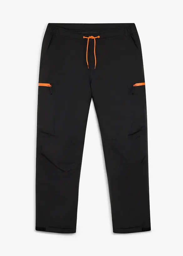 wasserdichte Cargo-Funktionshose mit warmen Futter, Relaxed Fit in schwarz von vorne - bonprix