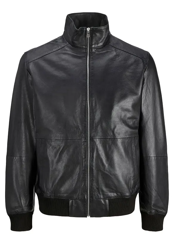 JJ REBEL Lederjacke in schwarz von vorne - JJ REBEL