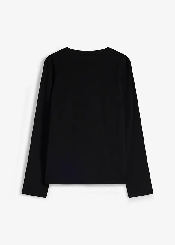 Smiley World Langarmshirt aus reiner Baumwolle in schwarz von hinten - SmileyWorld