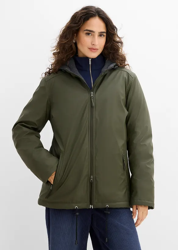 Leicht wattierte Winterjacke, wasserabweisend in grün von vorne (im Anschnitt) - bonprix