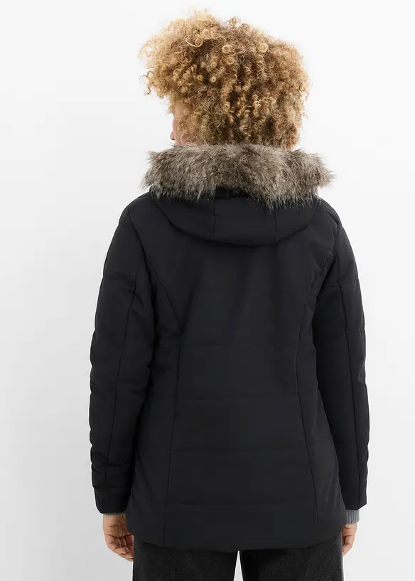Winterjacke in 2-in1 Optik in schwarz von hinten (im Anschnitt) - bonprix