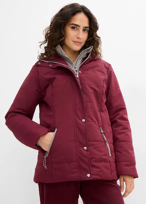 Winterjacke in 2-in1 Optik in rot von vorne (im Anschnitt) - bonprix