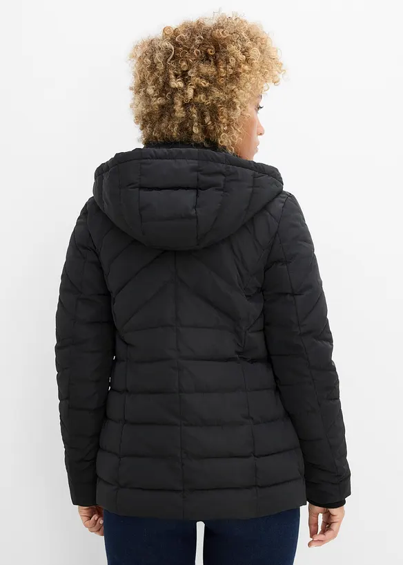 Leichte Steppjacke mit abnehmbarer Kapuze in schwarz von hinten (im Anschnitt) - bonprix
