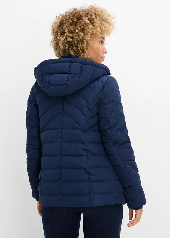 Leichte Steppjacke mit abnehmbarer Kapuze in blau von hinten (im Anschnitt) - bonprix