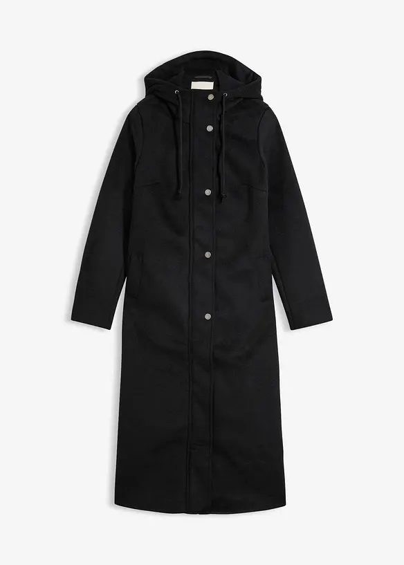 Mantel aus Wollimitat, Maxi-Länge in schwarz von vorne - bonprix