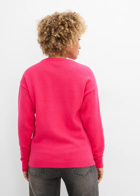 Oversize-Strick-Pullover in pink von hinten (im Anschnitt) - bonprix