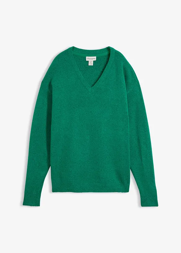 Oversize-Strick-Pullover in grün von vorne - bonprix