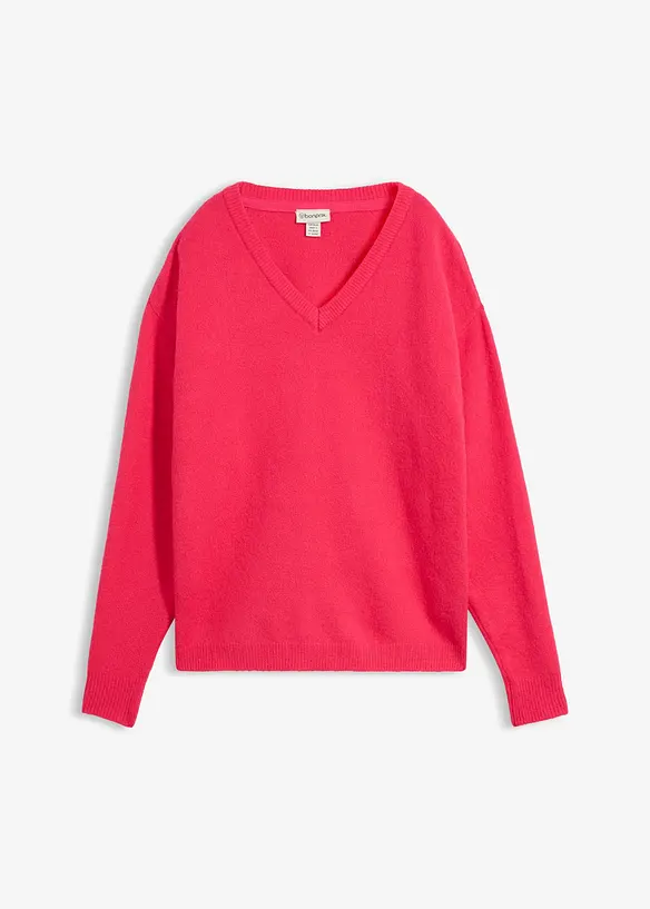 Oversize-Strick-Pullover in pink von vorne - bonprix