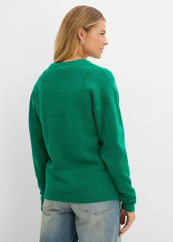 Oversize-Strick-Pullover in grün von hinten (im Anschnitt) - bonprix