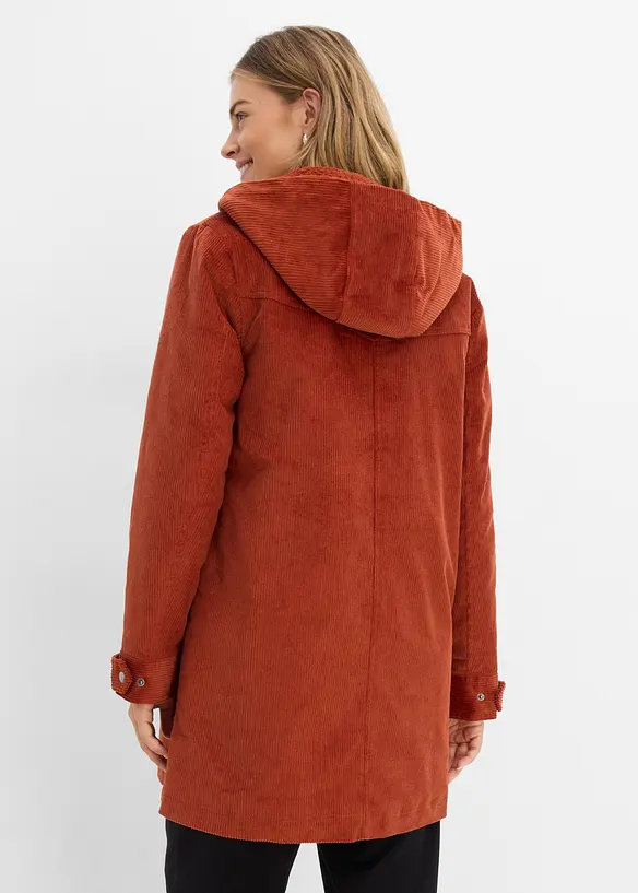 Warmer Cord-Parka mit Teddy-Futter in der Kapuze, in A-Linie in braun von hinten (im Anschnitt) - bonprix