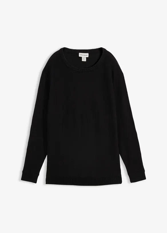 Pullover mit Fledermausärmeln in schwarz von vorne - bonprix