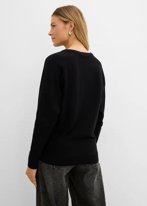 Pullover mit Fledermausärmeln in schwarz von hinten (im Anschnitt) - bonprix