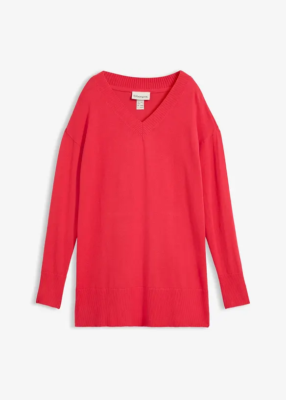 Long-Pullover in rot von vorne - bonprix