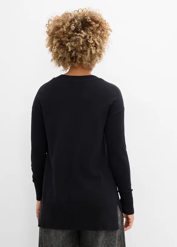 Long-Pullover in schwarz von hinten (im Anschnitt) - bonprix