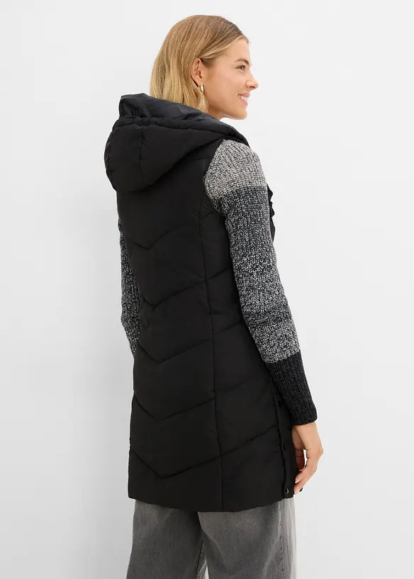 Steppweste aus recyceltem Polyester in schwarz von hinten (im Anschnitt) - bonprix
