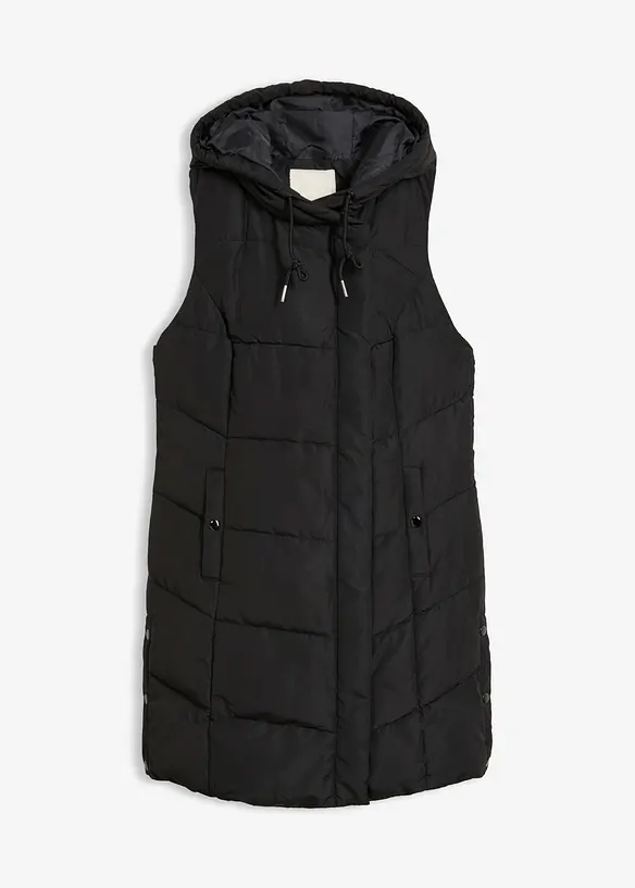 Steppweste aus recyceltem Polyester in schwarz von vorne - bonprix