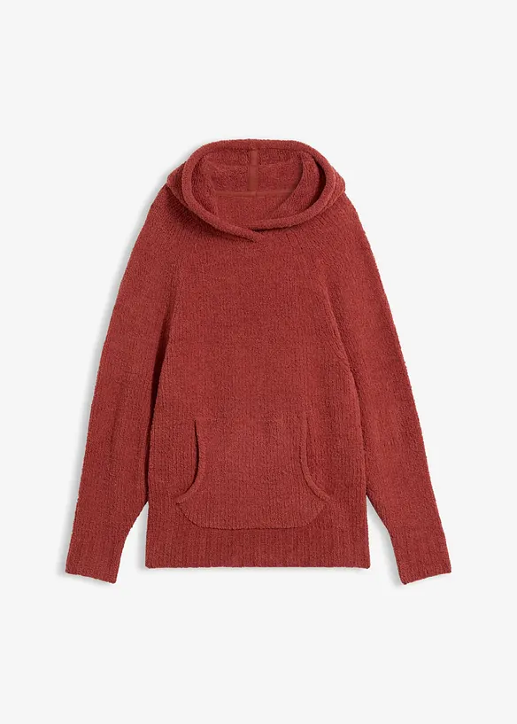 Kapuzenpullover in Teddy-Fleece in braun von vorne - bonprix